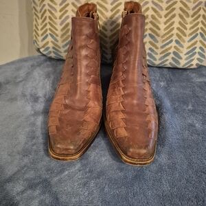 Free People Leather Woven Ankle Boots Women's Size 41 / 10 - 10.5 US